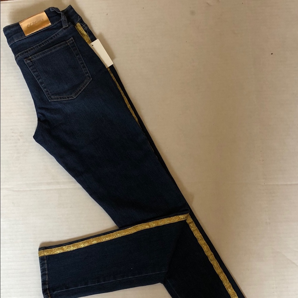 BCBGirls NWTs Blue Jeans W/Gold Stripe Sz 12